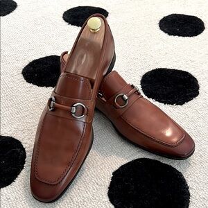 Magnanni Chestnut Leather Slip-On Loafers (includes shoe tree)